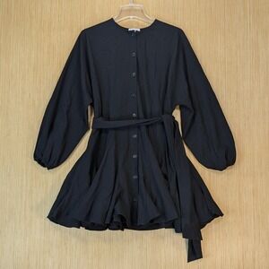 Gianni Bini Dress Women's Small Black Fit & Flare Flowy Whimsygoth Oversized‎